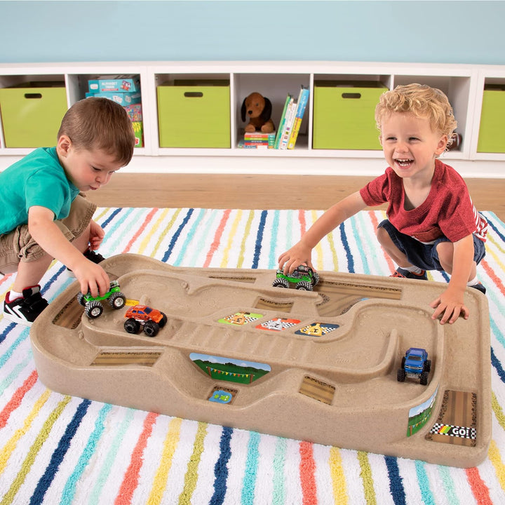 Portable Carry and Go Kids Race Track Toy Car Train Table, 2-Sided No Assembly for Children 3 4 5 6 7 Years Old Boys Girls, Made in USA