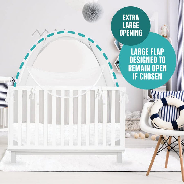 ® - Baby Safety Crib Tent - Premium Toddler Crib Topper to Keep Baby from Climbing Out - See through Mesh Crib Net - Mosquito Net - Pop-Up Crib Tent Canopy