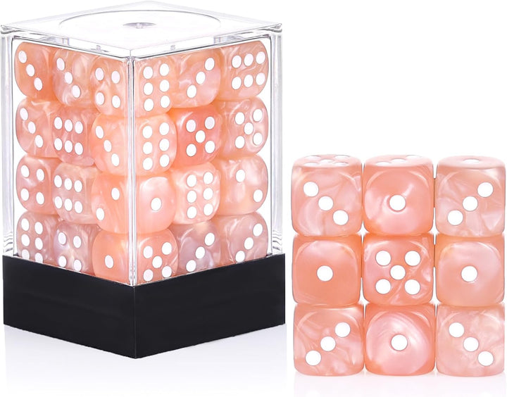 36 Pieces 12Mm 6 Sided Mini Dice Set,Pearl Pattern D6 Game Dice Set,6 Sided Standard Game Dice for Board Games Dice Games Classroom Teaching Dices Game, with Portable Gaming Box(Black)