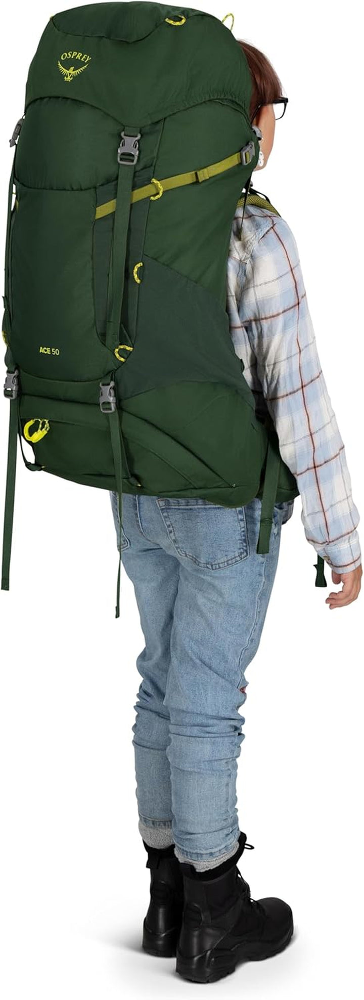 Ace 50L Kids' Backpacking Backpack, Green Canopy