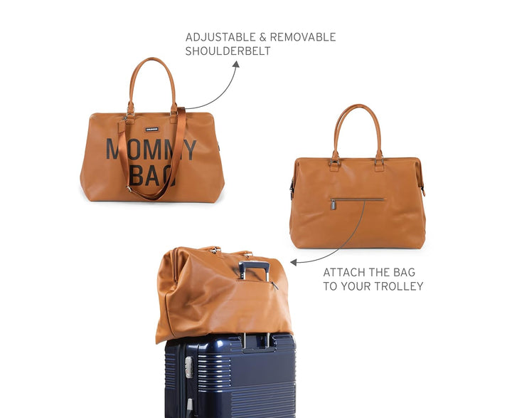 the Original Mommy Bag, Large Baby Diaper Bag, Mommy Hospital Bag, Leatherlook Brown