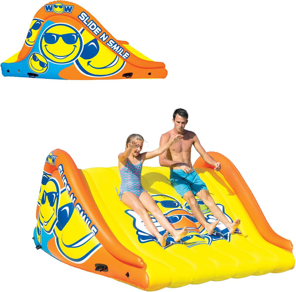 - Sports Slide N Smile - Inflatable Floating Giant Water Slide for Adults & Children - Pool Accessory - Perfect for Lake & Pool Parties - 2 Lanes (9 Ft)