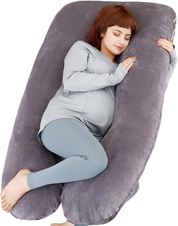 Pregnancy Pillow, U Shaped Full Body Pillow for Maternity Support, Sleeping Pillow with Cover for Pregnant Women (Dark Grey)