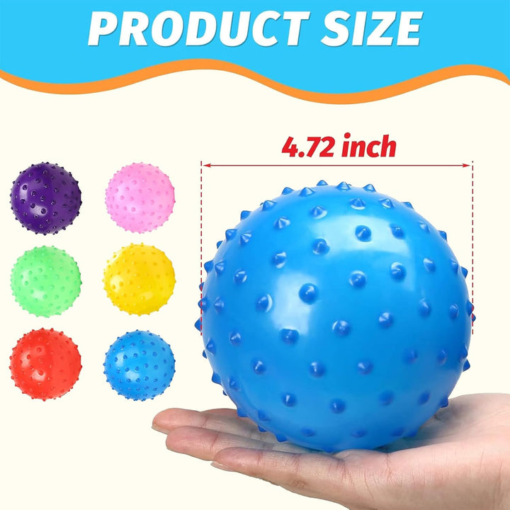 Bounce Ball, 12 Pack Sensory Massage Balls with Air Pump, for Stress Relief, Adult Sensory Toys & Kids Party Favors