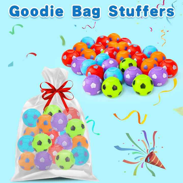 32PCS Fidget Spinner Soccer Balls Sports Birthday Party Favors Bulk for Kids 4-8 8-12 Goodie Treat Bag Stuffers Classroom Treasure Box Toys Carnival Prizes Pinata Fillers Mini Return Gifts