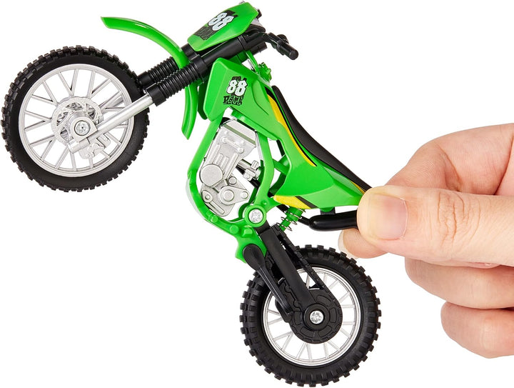 Small Dirt Bike Toy Green, 1:8 Scale Collector Die-Cast Motorcycle Ornaments with Foot Support, Mini Christmas Unisex Gift