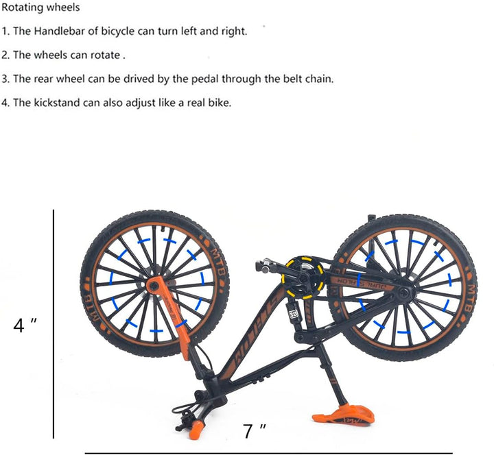 Alloy Mountain MTB Bicycle Ornament Model Bike Cake Topper Racing DH Bike Mountain Finger Bicycle Toy Mini XC Bicycle Vehicles Party Decorations Crafts for Home (Black Orange)