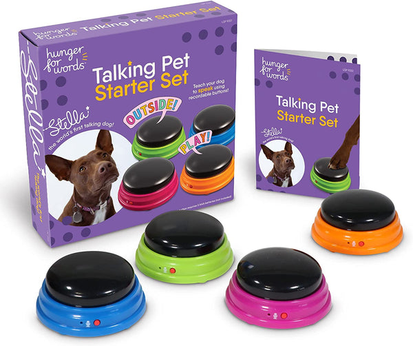 Talking Buttons Starter Set - Recordable Buttons to Teach Your Dog to Communicate, Dog Training Games, Plastic, Multicolor