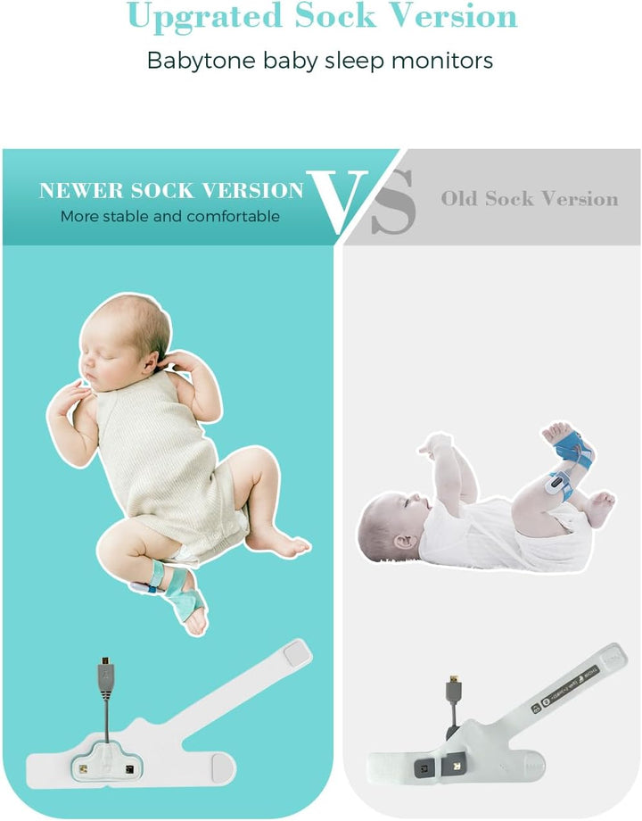 Baby Sleep Sock Monitor, Tracking Heart Rate and Movement for Newborn, Wearable Foot Monitor Smart Sock with Bluetooth and APP, for 0-36 Months Infant