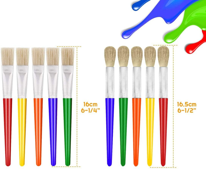 Large Chubby Paint Brushes round and Flat Preschool Paint Brushes for Washable Paint Acrylic Paint for Toddler , 10Pcs