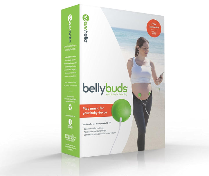 Bellybuds Baby Bump Headphones - Prenatal Belly Speakers for Women during Pregnancy, Safely Play Music, Sounds, and Voices to Your Baby in the Womb - Green