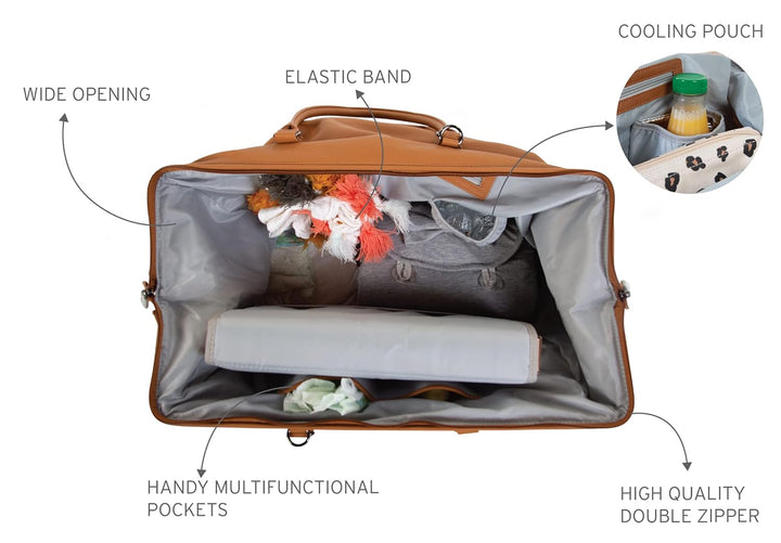 the Original Mommy Bag, Large Baby Diaper Bag, Mommy Hospital Bag, Leatherlook Brown