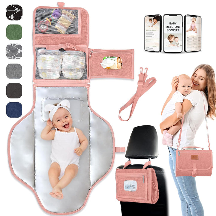Portable Changing Pad for Baby – Soft, Comfortable Portable Diaper Changing Pad with Wipes Pockets, Waterproof and Easy to Clean – Baby Registry Search, New Born Baby Essentials Must Haves, Baby Stuff