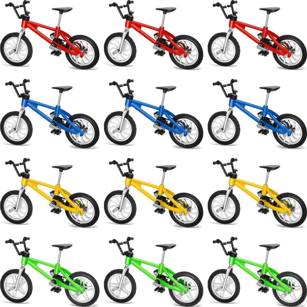 12 Pieces Mini Finger Bikes Mini BMX Bikes Games End of the Year Student Gifts Bulk Miniature Bicycle Toys for Kids Adults Birthday Party Gifts(Vintage Color)