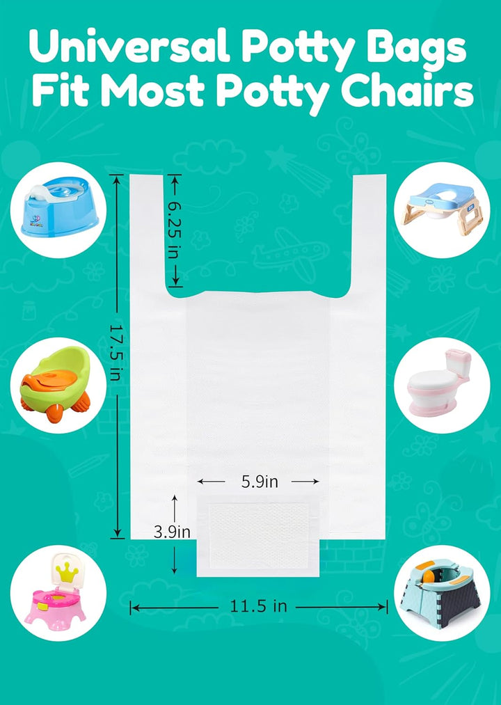 30 Packs Disposable Liners with 200ML Absorbent Pads, Portable Travel Bags Compatible with OXO Tot 2-In-1 Go Potty, Training Liners Fit Most Chairs for Kids, Toddlers
