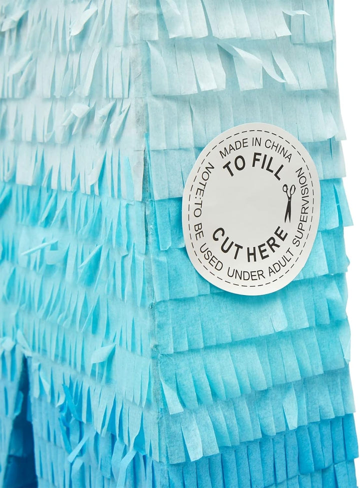 Number 4 Pull String Pinata for Boys 4Th Birthday Party Decorations - Ombre Blue (16.5 X 12 X 3 in 4 Pinata)
