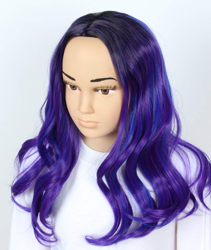 Kids Child Purple Dye Wig Halloween Costume Cosplay Wave Wig