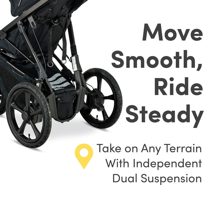 Wayfinder Jogging Stroller with Independent Dual Suspension, Air-Filled Tires, and 75-Pound Weight Capacity, Nightfall
