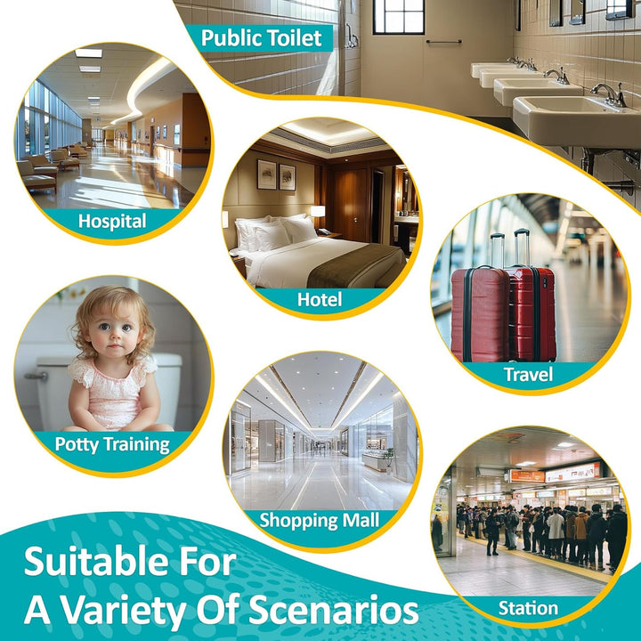 Portable Toilet Mat - Disposable Toilet Seat Cover Waterproof Non-Woven Fabric Printed Individually Wrapped for Travel,Hotel,Hospital and Public Toilet(15Pcs)