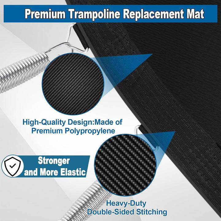 12FT 14FT 15FT Trampoline Mat Replacement, Fits 5.5" Springs 72 80 V-Hooks round Trampoline Frame,Premium Trampoline Jumping Mat (Excluding Frame and Spring)