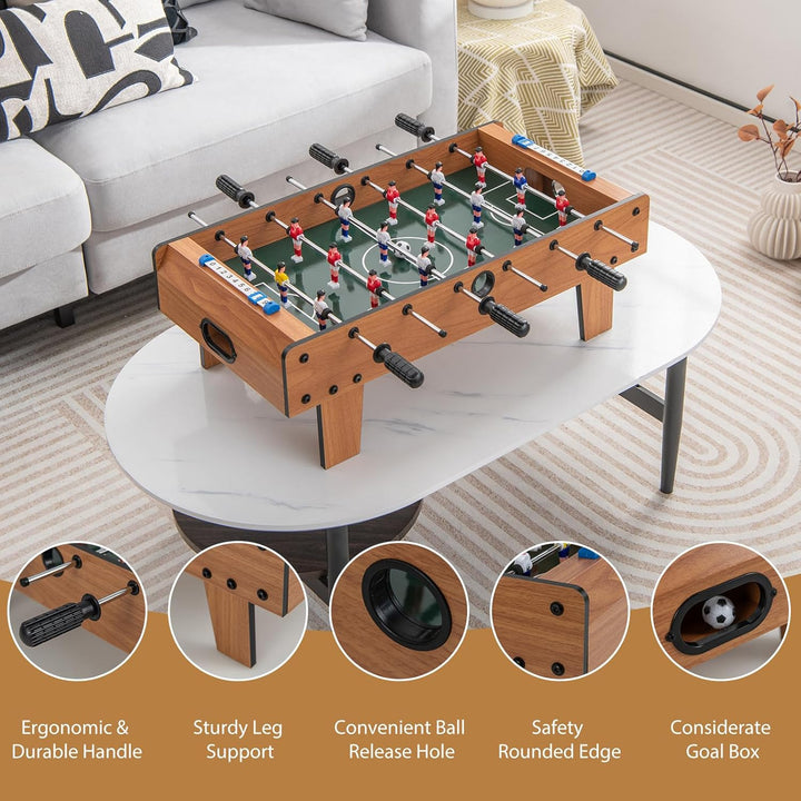 Tabletop Foosball Game, 27” Mini Foosball Table with 2 Balls & Score Keeper, Easy Assembly Compact Indoor Table Soccer Game for Kids Adults Family