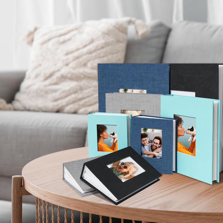 Small Photo Album 4X6 Slip-In Picture Album 50 Pages Holds 100 Photos, Portable Photo Book 4X6 for Wedding Family Baby Travel Blue