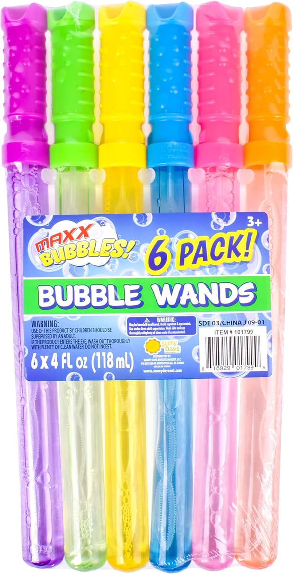Sunny Days Entertainment  4Oz Bubble Wands – 6 Pack Bubble Wand Toy | Summer Fun, Outdoor Birthday Party Favors for Kids, 101799 Blue