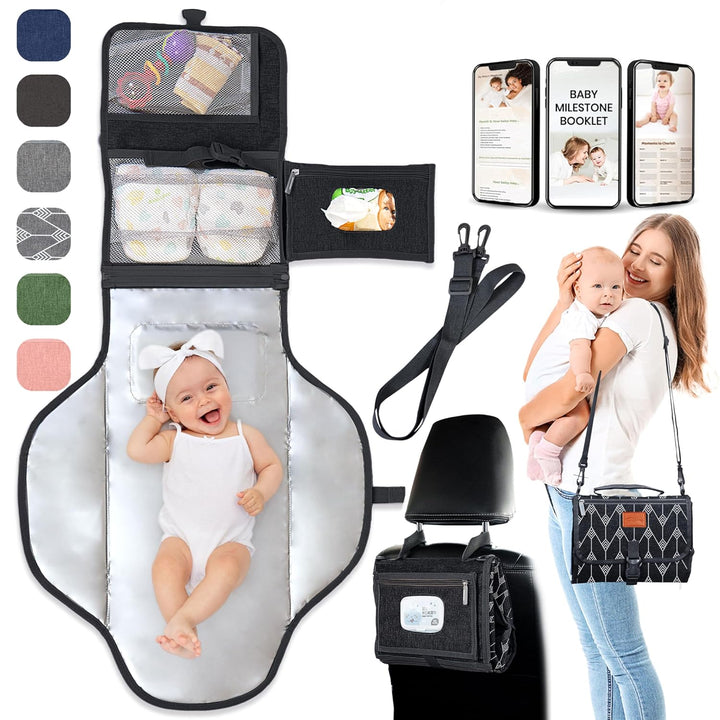 Portable Changing Pad for Baby – Soft, Comfortable Portable Diaper Changing Pad with Wipes Pockets, Waterproof and Easy to Clean – Baby Registry Search, New Born Baby Essentials Must Haves, Baby Stuff