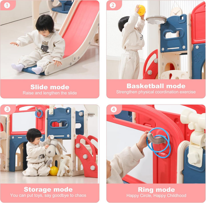 12 in 1 Toddler Outdoor Playset Toys with Swing Toddlers Indoor Playground for 1-3 Years Durable Ecofriendly Swing and Kids Slide Set Climber Tunnel Crawl Toys for Backyards
