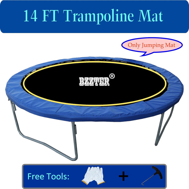 Trampoline Replacement Mat,Mat Diameter:11.97-12.56Ft,Fits 14Ft Trampoline Frame,With 72 80 84 88 96 Rings for Choose,Fits 5.3-8.5 Inch Springs(Need to Choose),Spring and Frame Not Include.