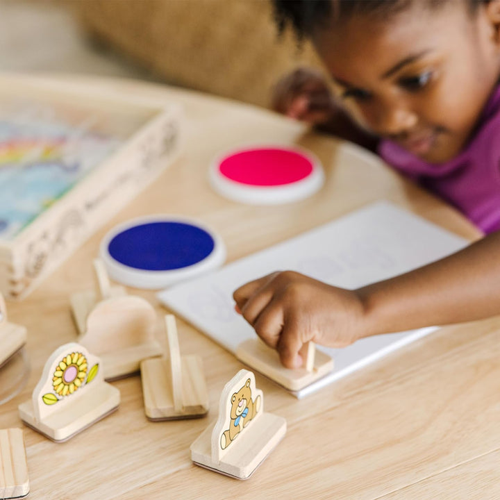 My First Wooden Stamp Set Favorites (8 Stamps with Handles, 2 Washable Ink Pads) Wooden Kids Stamps with Handles Set, for Kids Ages 3+