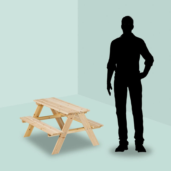 Children'S Garden Picnic Bench Seat Set 51 X 90 X 78 Cm for 4 Children Wooden Natural