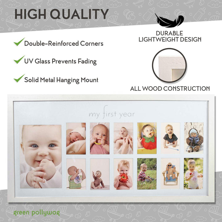 | Baby'S First Year Frame | Collage Frame for Baby in White | 12 Month Picture Frame | Milestone Photos | First Year Picture Mat | My First Year Photographs