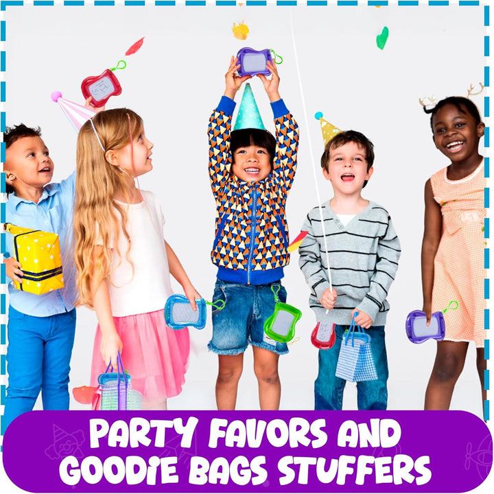 Mini Magnetic Drawing Board for Kids - (Pack of 12) Backpack Keychain Clip Drawing Boards, Erasable Doodle Sketch Writing Pad Boys & Girls, Birthday Kids Party Favors
