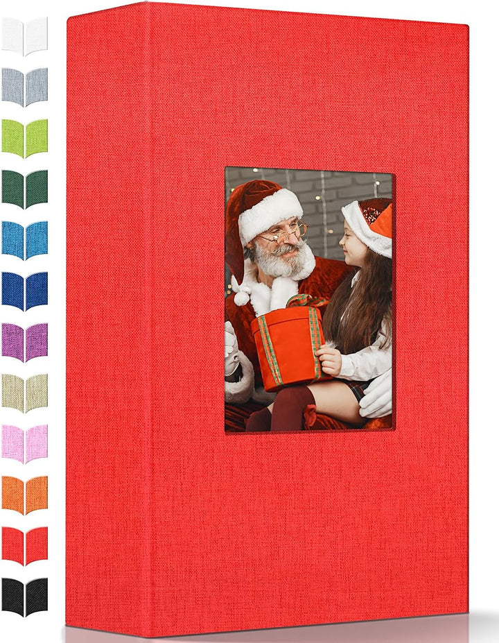 Photo Album 4X6 with 300 Pockets,Slip-In Picture Albums,Linen Cover Memory Book with Front Window,White Page Vertical Photo Book for Wedding,Family,Anniversare,Baby,Vacation
