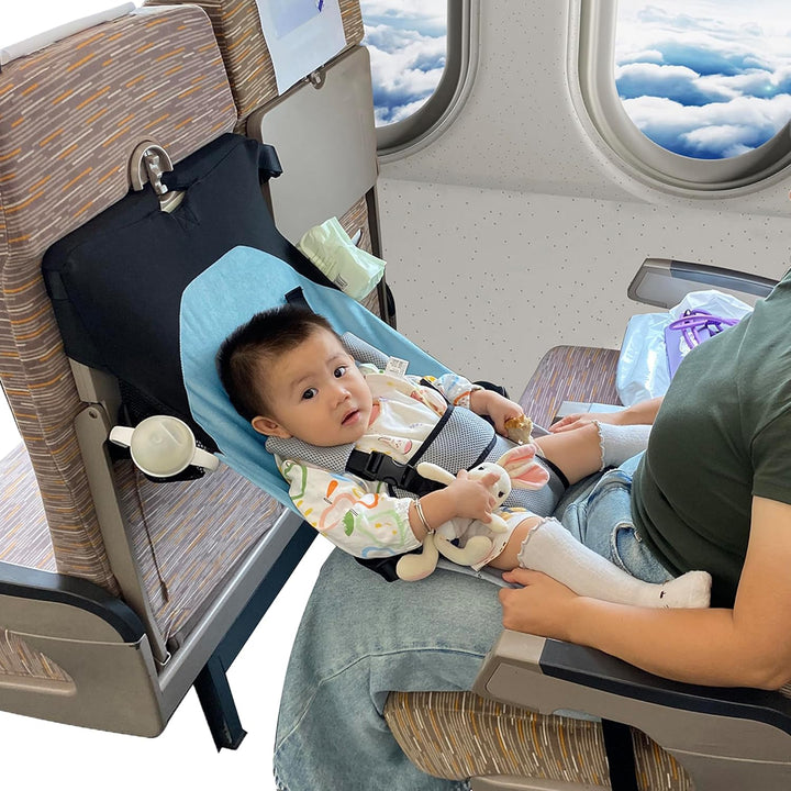 Baby Airplane Bed, Baby Travel Essentials for Flying, Toddler Airplane Seat Extender Must Haves, Plane Portable High Chair Harness Seat for Infant (Gray)