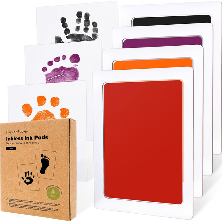 4-Pack Inkless Baby Hand and Footprint Kit - Mess Free Ink Pad for Newborn Keepsake, Dog Nose & Paw Print Kit, Clean Touch Ink Pad for Baby Hand & Footprints, Ideal New Mom Gifts (Jet Black)