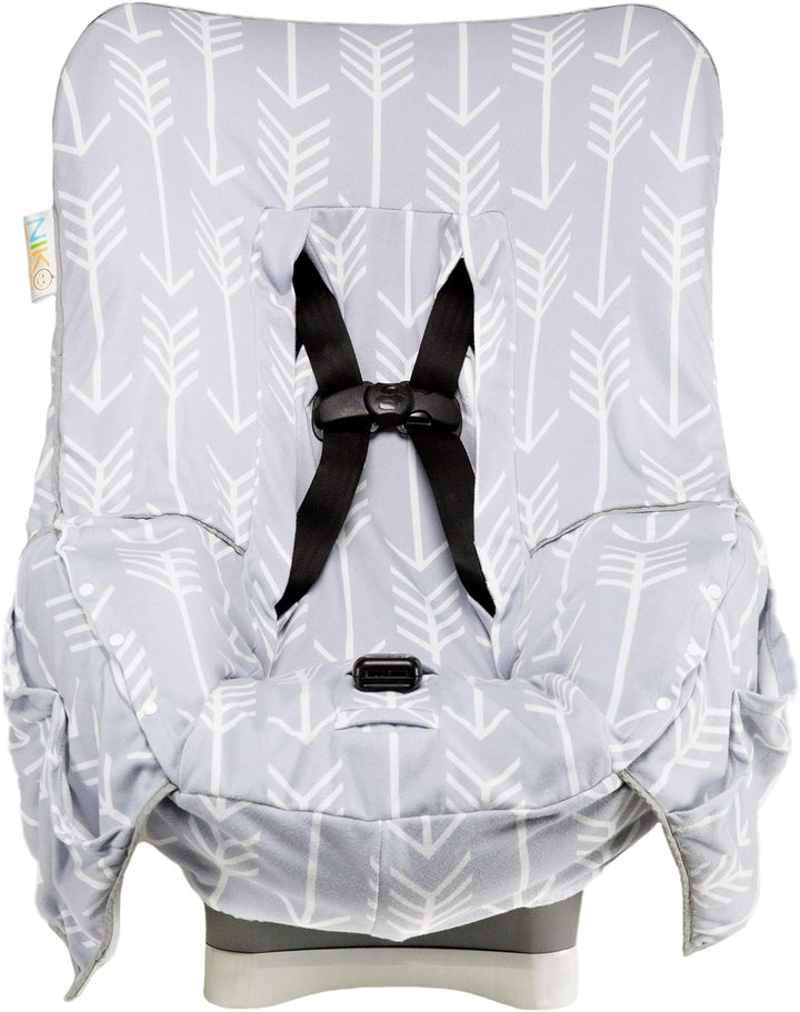 & Liner - Cotton Jersey Gray & White Arrow Pattern - Universal FIT - Crash Tested - Waterproof SEAT Bottom - Easy to Clean - Machine Washable