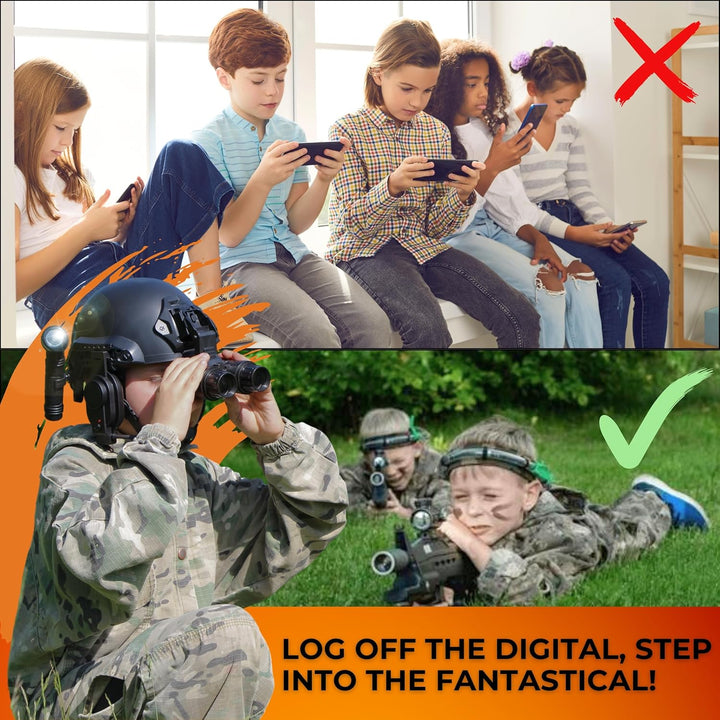 Police Kids Toy Soldier Army SWAT Helmet Commander Set. Megaphone Led Scope, Dart Toy Gun & 4X Binoculars