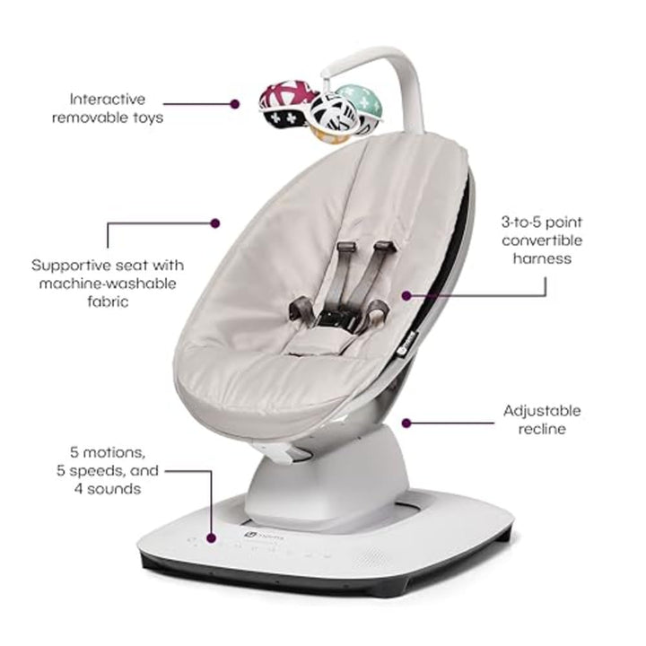 Mamaroo Multi-Motion Baby Swing, Bluetooth Enabled with 5 Unique Motions, Grey
