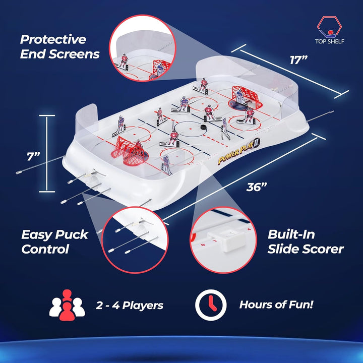 Table Hockey Game 36" X 17" for Adults and Family - Board Game Table Bubble Dome Rod - Arcade Toys Ice Hockey Gift - All Parts Included, 2-4 Players