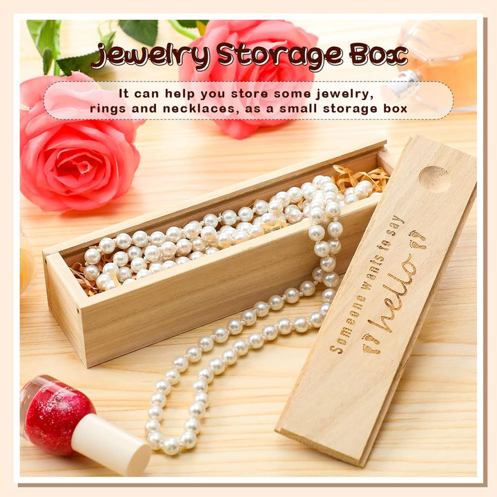 Pregnancy Test Keepsake Box Surprise Pregnancy Announcement Box Wooden Baby for Husband Grandparents Baby Memory Souvenir Collection Case with Raffia Ribbon(Classic)