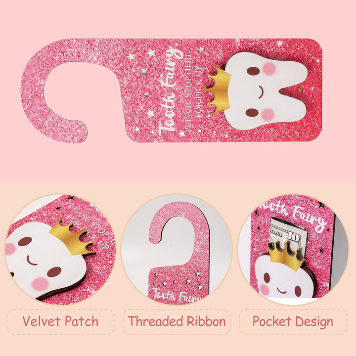 3 Pcs Tooth Fairy Door Hanger Personalized Teeth Keepsake Bottle Velvet Pouch Tooth Fairy Box Encourage Gift for Lost Teeth