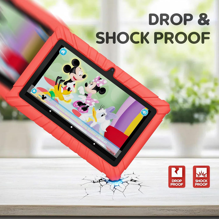 V8 7" Kids Tablet - 32GB Storage, Pre-Loaded Exclusive 50 Disney Storybooks (Value $200), Android, Parental Controls, Durable Kid-Proof Case - Red