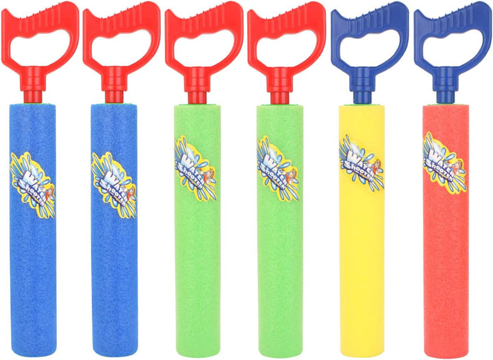 Water Guns Shooter 6 Pack, Super Foam Soakers Blaster Squirt Guns, Pool Noodles Toy with Plastic Handle Summer Swimming Beach Garden Fighting Game,Outdoor Toys for Kids Boys Girls Adults