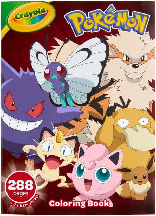 Giant Pokemon Coloring Book (288 Pages), 2 Sticker Sheets, Coloring Book for Kids & Adults, Travel Activity, Pokemon Gift for Kids, 3+
