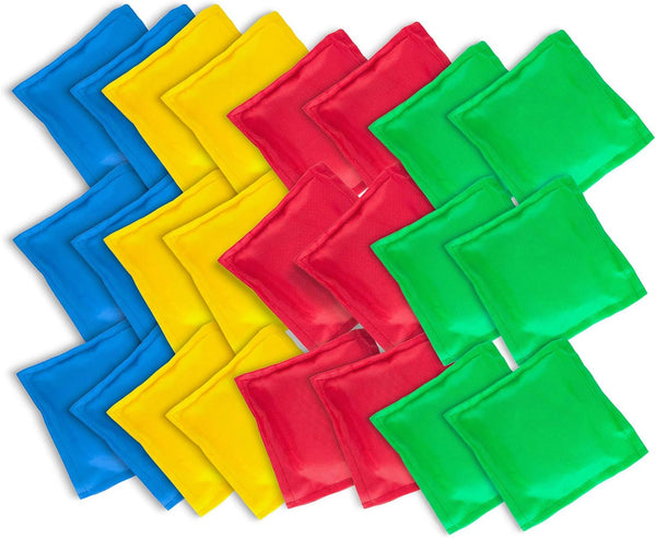 Nylon Cornhole Bean Bags Toy Set Sack Hand Toss Games Weights for Kids (5" X 5" Assorted Colors)