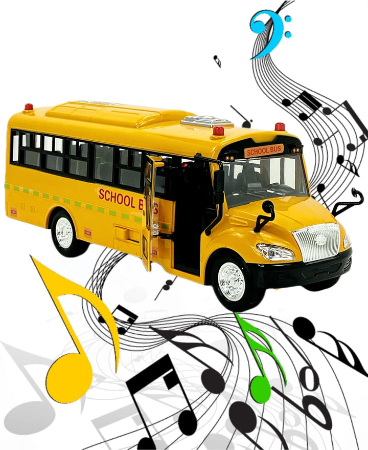 Huge Yellow School Bus with Lights and Cool Openable Doors Pull Back Toy School Bus with Sounds and Songs for Girls, Boys, Toddlers