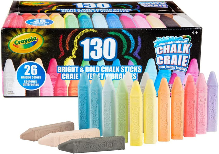 Ultimate Washable Chalk Collection (64Ct), Bulk Outdoor Sidewalk Chalk for Kids, Anti-Roll Sticks, Recess Toys for Kids, Back to School Gifts