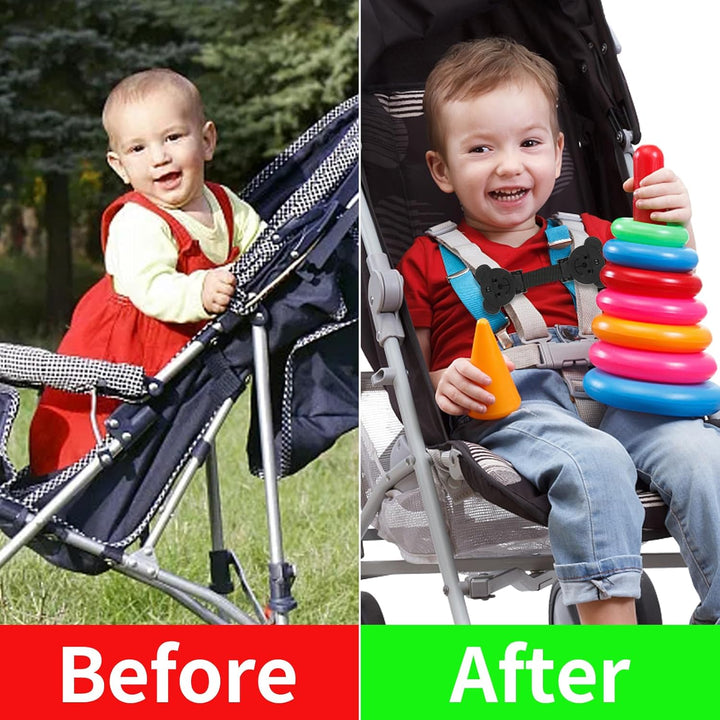 Anti Escape Strap Lock Baby Harness Chest Clip, Baby Safety Strap Prevent Children/Kids Taking Their Arms Out of High Chairs/Strollers/Baby Reins(2 Pack, Bear-Shaped)
